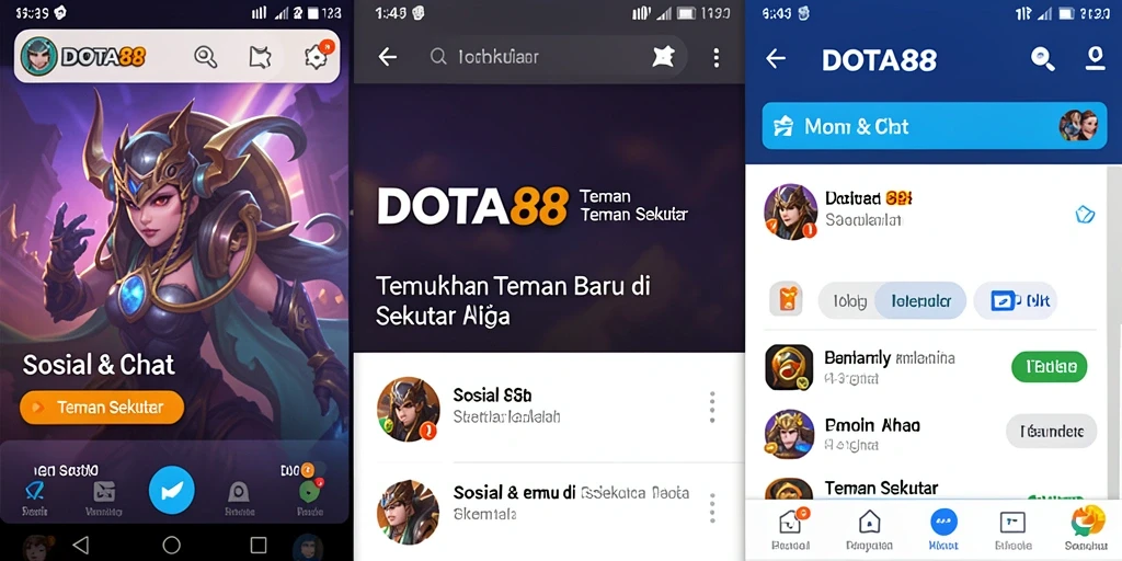 Antarmuka aplikasi DOTA88 yang sederhana dan menarik untuk Teman Sekitar.