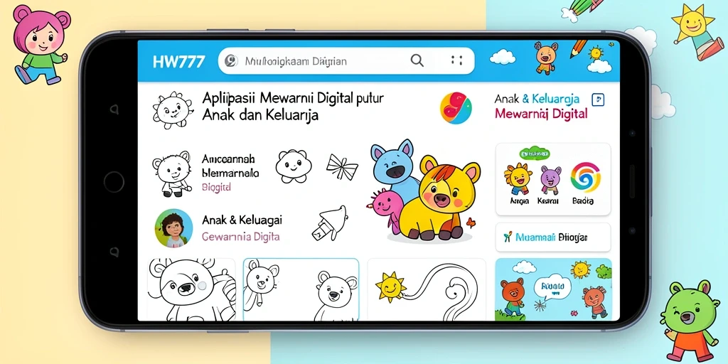 Antarmuka aplikasi HW777 yang ramah anak dan menyenangkan.