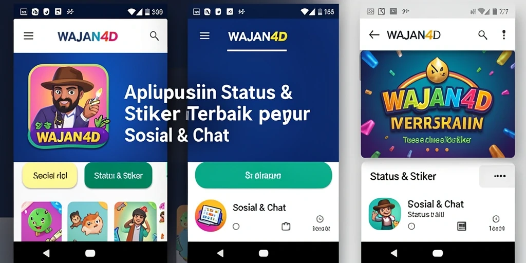 Tampilan antarmuka WAJAN4D dengan berbagai pilihan stiker.